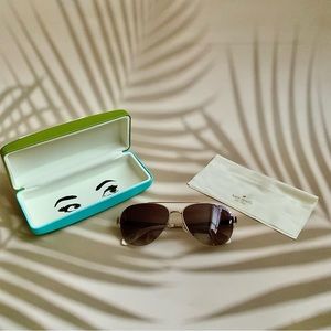 NWOT Kate Spade Marion Fun Brown Polka Dot Rose Gold Color Frame Aviators